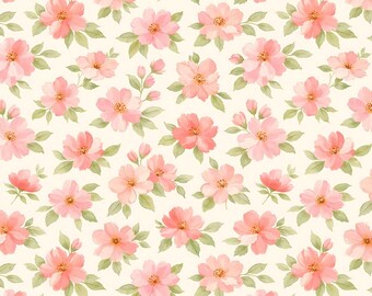 Baumwollstoff mit Gartenmädchen-Blumenmuster – Quilten, Nähen, Heimtextilien (pro halbem Yard)