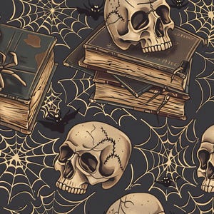 Halloween Skull Pattern Cotton Fabric Fabric By the Half Yard