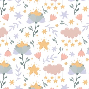 Dream Floral With Rainbow Fabric Cotton Fabric Quilting Fabric Sold by Half Yard