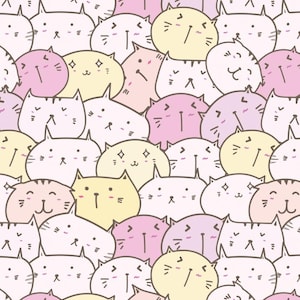 Cute Kitty Cat Cartoon Fabric Pure Cotton Fabric Sold By Half Yard