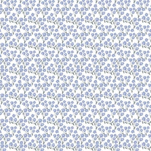 Blue Wildflower Pure Cotton Fabric-100% Cotton Fabric-Blue Quilt Fabric-Daisy Flower Fabric-Sold By Half Yard