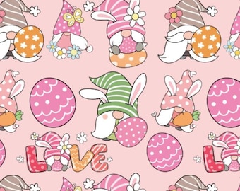 Cute Easter Rabbit Fabric,100% Cotton Fabric，Quilting Fabric By Half Yard