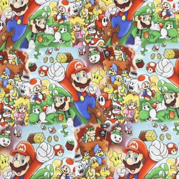 Super Mario Fabric by the Yard - Etsy