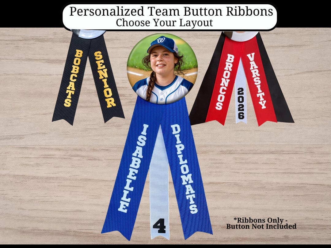 Personalized Team Ribbons for Brag Buttons / Custom Team Spirit Ribbon ...