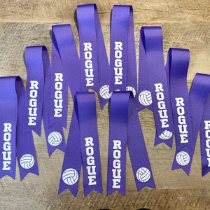 Personalized TEAM Hair Ribbons For Volleyball, Softball, Dance, Pom Pom Basketball Team- good for ponytails, sportyponies, homecoming, etc.