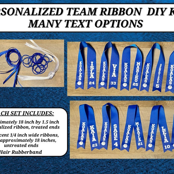 Personalized TEAM Ribbon DIY Kit For Volleyball, Softball, Dance, Pom Pom Basketball, LaCrosse, Swim, Girlscouts, Any Teams (More Text)