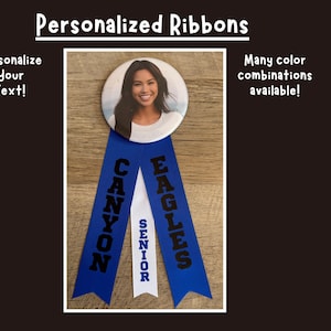 Personalized Ribbons Button Additions: Blue Black White Combination