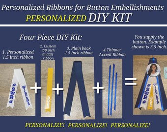 Personalized Team Ribbons Button Embellishments:team Name, Player Name ...