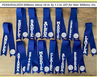 Personalized INDIVIDUAL NAME Hair Ribbons For Volleyball, Softball, Dance, Basketball Team, Etc.