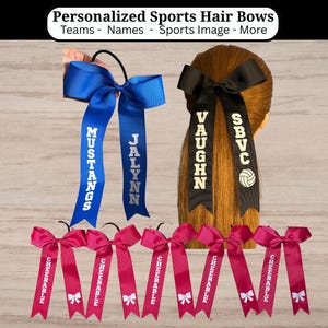 Personalized Hair Bow / Custom Sports Ribbon Bow /  Designs for All: Dance, Cheer, Volleyball, Gymnastics, and More