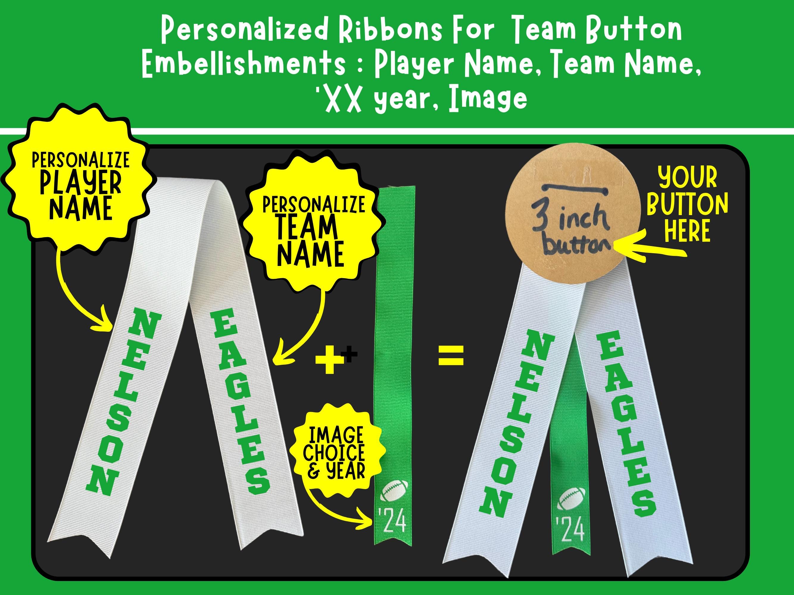 Personalized Team Ribbons - Button Embellishments:team Name, Player ...