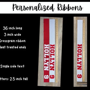 Personalized 3 inch wide by 36 inch long Ribbon With Player Name & Number, Customized With Your Information, Sashes for bus or locker room