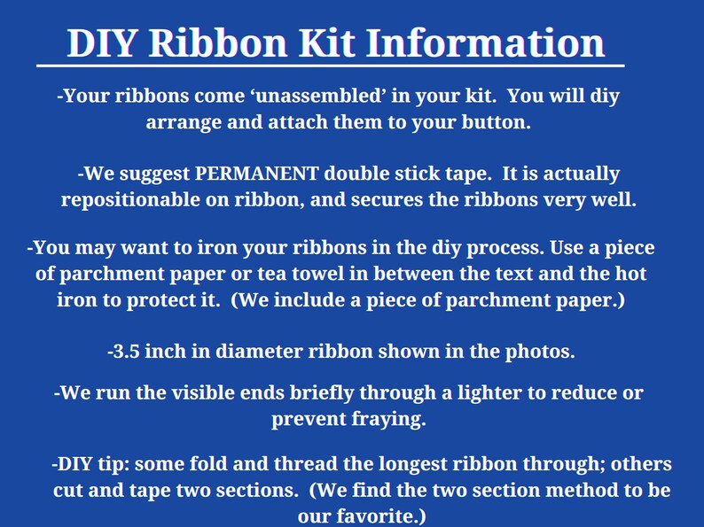 Blue, Striped Blue, & White Personalized Ribbon DIY Kits for Button