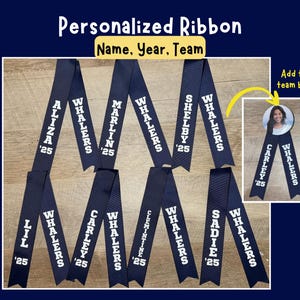 Whalers Navy Personalized RIbbon for Field Hockey Team, To Add on To Team Buttons, Custom Spirit Ribbons