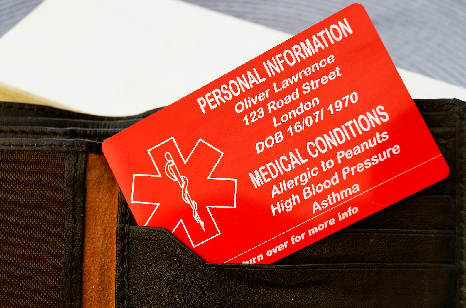 Wallet ICE Card Medical ID Card Medical Alert Card Personalized Custom ...