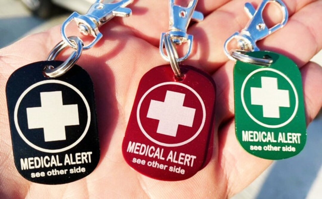 Medical ID Tag Medical Emergency Tag Emergency Personalised Alert Tag