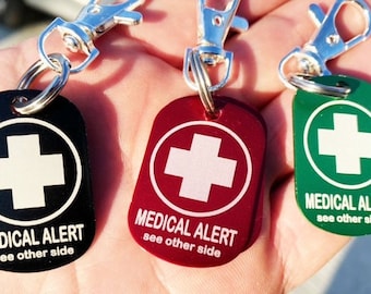 Medical ID Tag Medical Emergency Tag Emergency Personalised Alert Tag Personalised Medical Alert Tag Medical Alert Tag Laser engraved