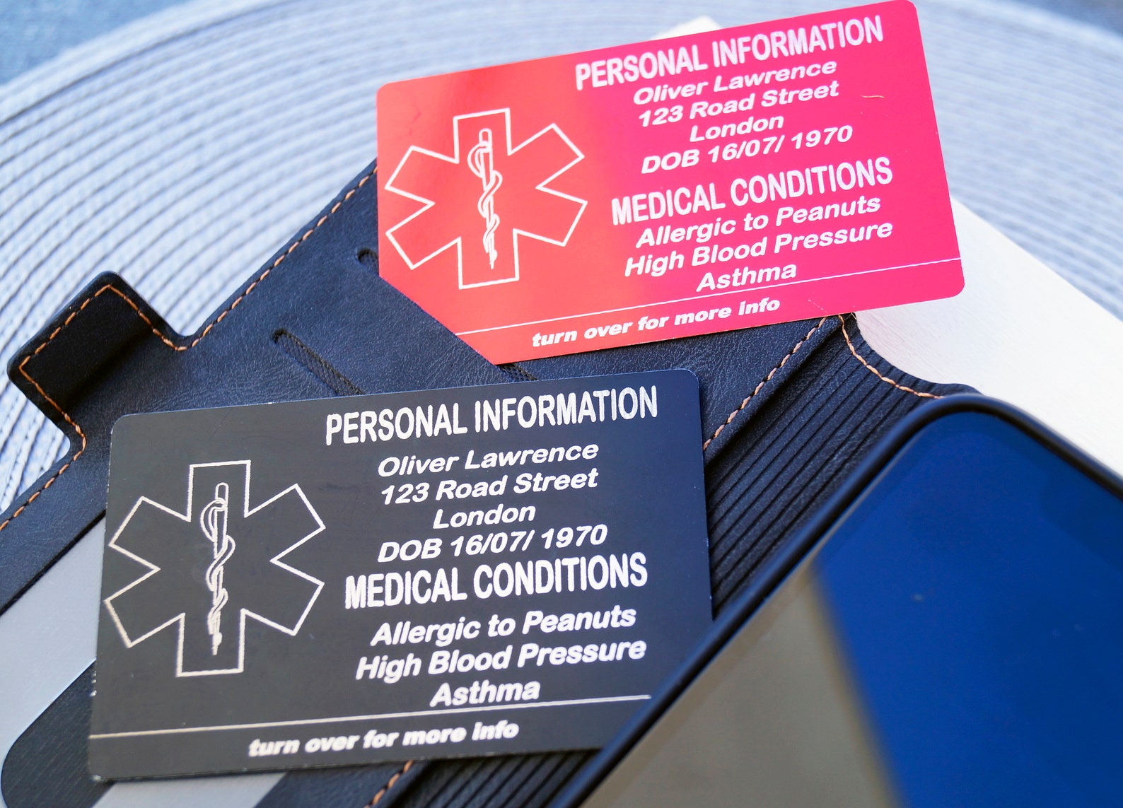 Wallet ICE Card Medical ID Card Medical Alert Card Personalized Custom ...