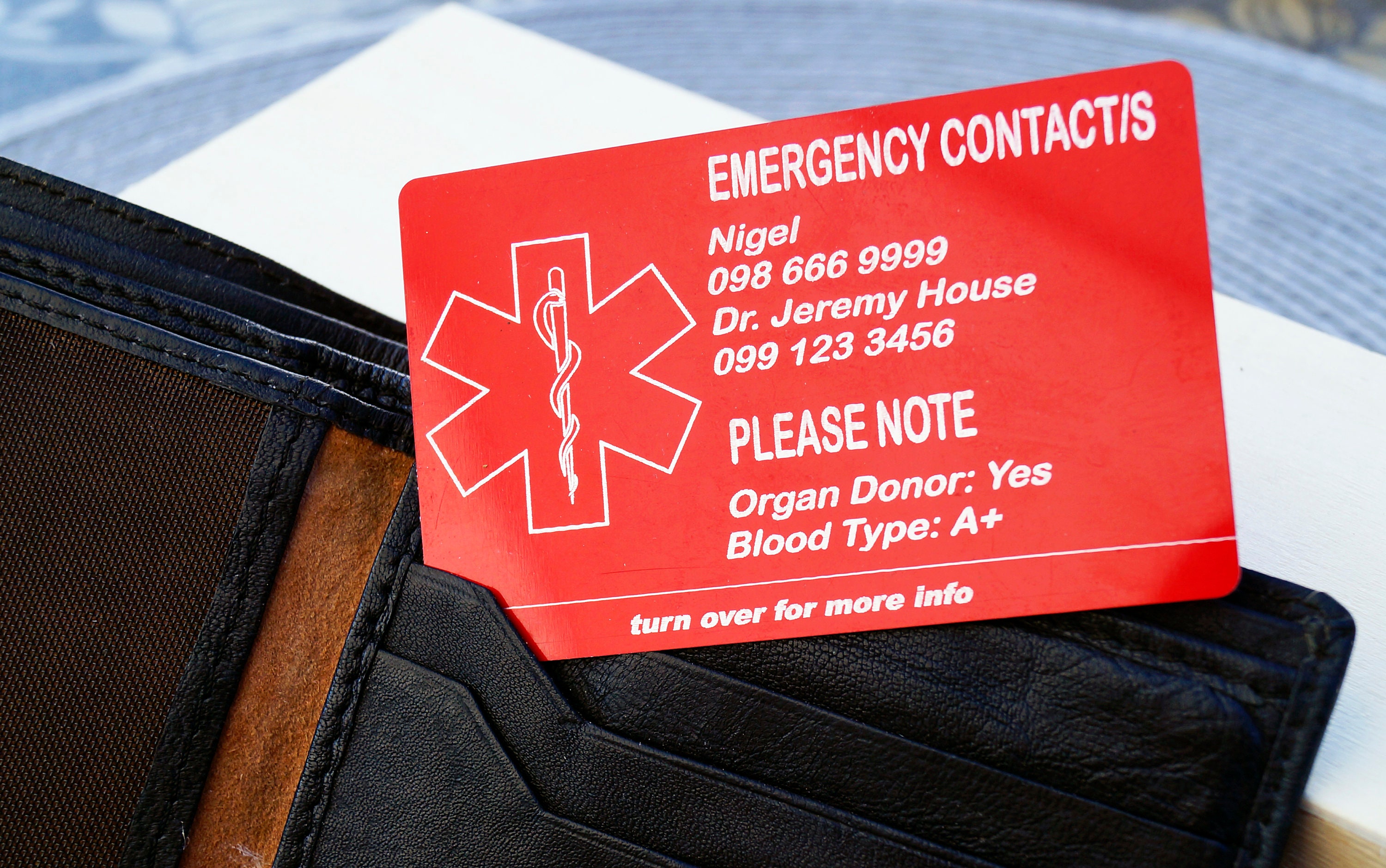 Wallet ICE Card Medical ID Card Medical Alert Card Personalized Custom ...