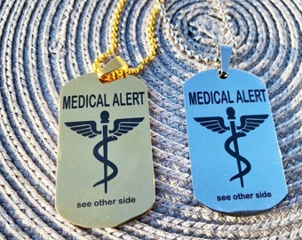 Medical Alert Custom Engraved Medic ID Military Dog Tag Emergency buy 3 ...