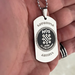 HOS engraved logo emblem Personalised military dog tag, Croatian army brigade insignia, laser engraved pendant necklace chain,za dom spremni