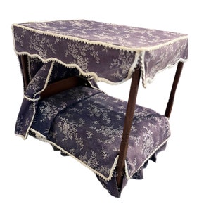 Vintage Victorian Canopy Dollhouse Bed//Rare Find/Carved Wood/ Antique/Four Poster Bed/Estate