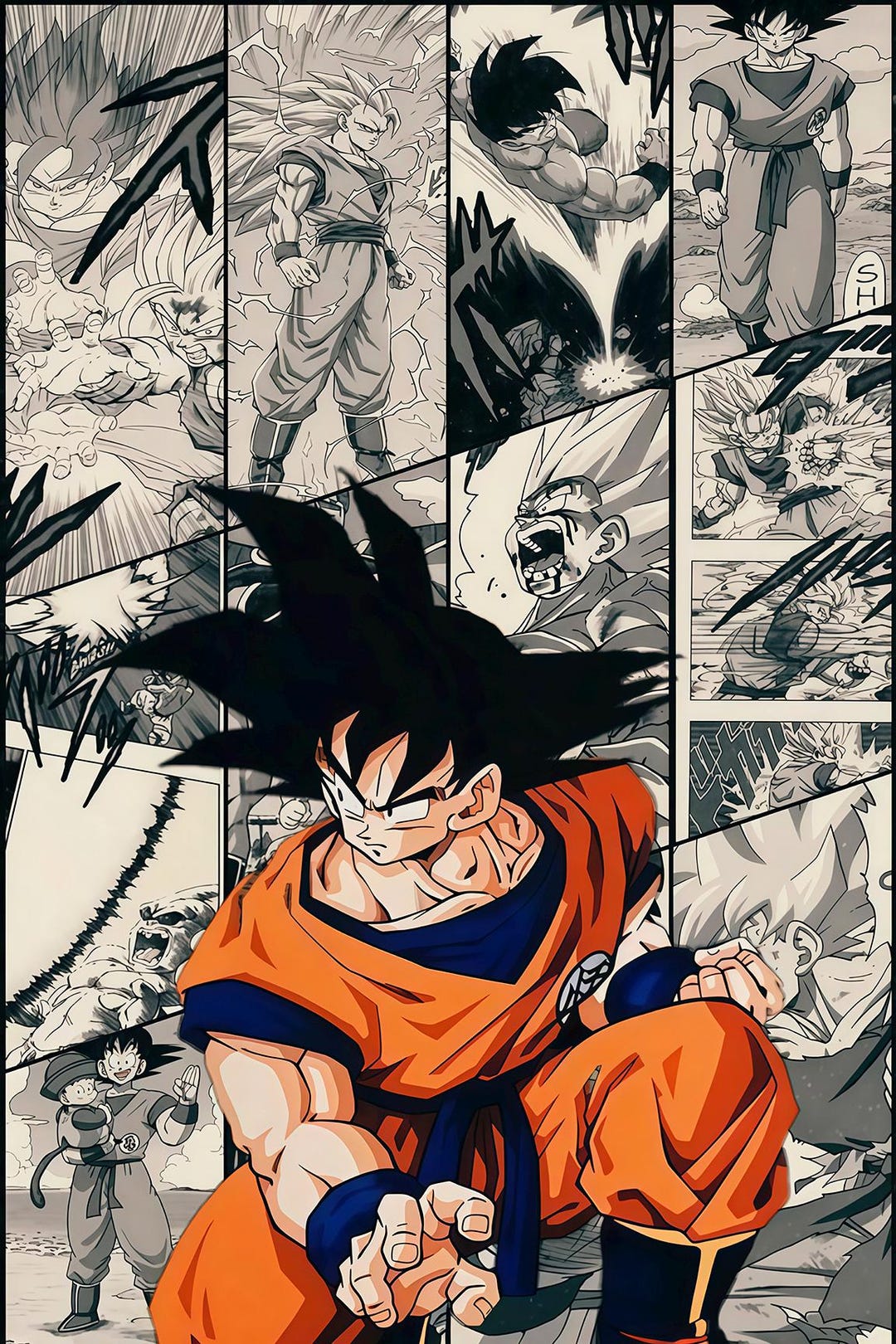 Son Goku Manga Panel Dragon Ball Z Retro Poster Anime Wall Decor ...