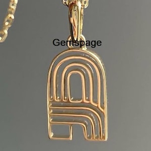 Colgante con inicial a rayas, colgante de oro amarillo macizo de 18 quilates, colgante clásico sin diamantes, colgante con promesa de nombre y letra sin cadena