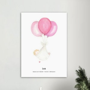 Geburtsposter Mädchen - Komplett Personalisierbar - Geburtsposter / Birth Poster