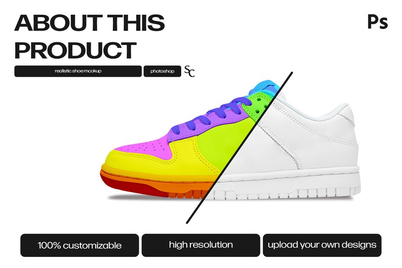Shoe Template Realistic, Mockup Shoe, PSD Mockup, Sneaker Template