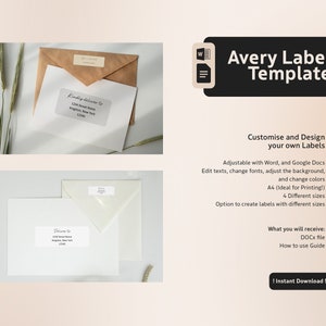 Avery Template, Label Template, Avery Envelope Address and Return Label, Avery Template 5160, Printable, Address Label Template, Modern