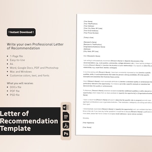Carta de recomendación, plantilla de carta de recomendación, carta de recomendación para empleado, estudiante y trabajo, formato de carta profesional