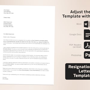 Resignation Letter, Template for Resignation Letter, Resignation Letter Professional and Simple, Letter of Resignation Template
