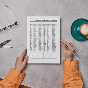 Medical Terminology List, Printable Medical Prefixes and Suffixes in ...