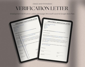 Simple Employment Verification Letter Template word, Employment Form doc, editable printable letter, Salary verification, HR templates
