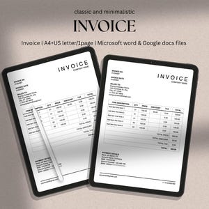 Simple Invoice template, professional invoice , Microsoft word and google docs, business invoice, printable and editable payment receipt