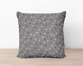 Taie d'oreiller décorative en coton - Pois colorés - 40x40 cm, 45x45 cm - Gris