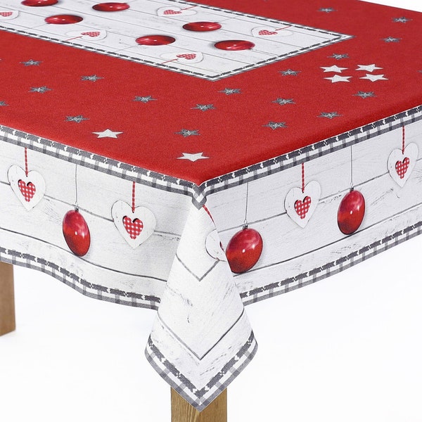 Nappe décorative de Noël - Décorations rouges - Carré, Rectangulaire - 75x75 cm, 50x100 cm, 120x140 cm, 140x180 cm - Gris avec rouge