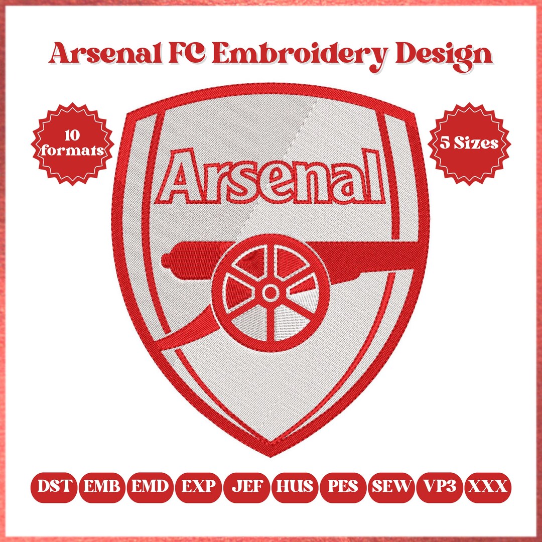 Arsenal FC Embroidery Design Instant Download, Soccer Club Logo Machine ...
