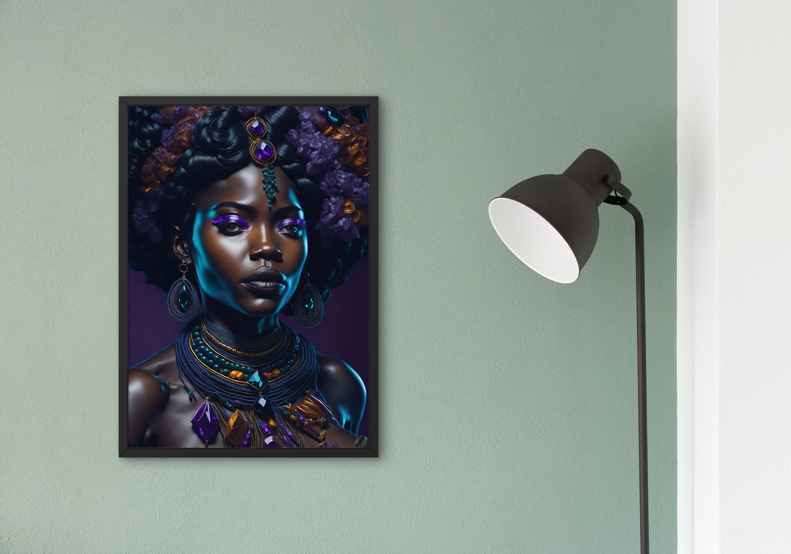 Black Woman Essence Digital Art Majestic African Queen Wall Decor Print