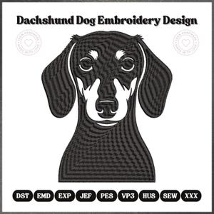 Dachshund Embroidery Design: Black & Tan Wiener Dog Pattern (Digital Download