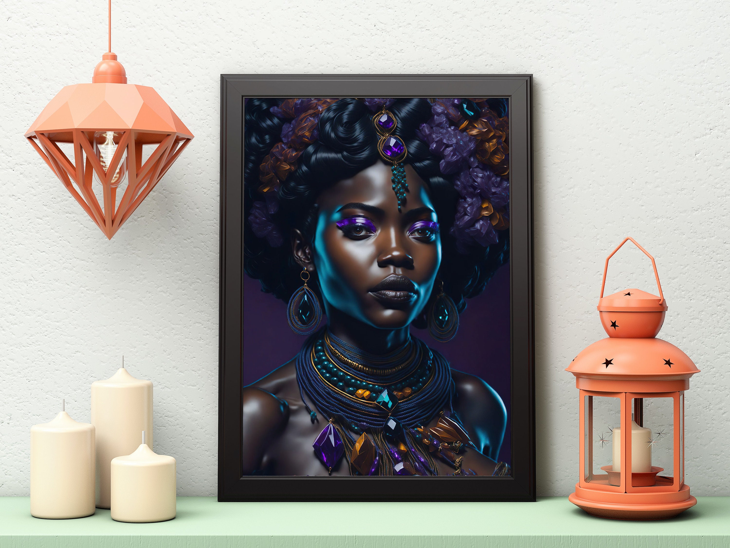 Black Woman Essence Digital Art Majestic African Queen Wall Decor Print