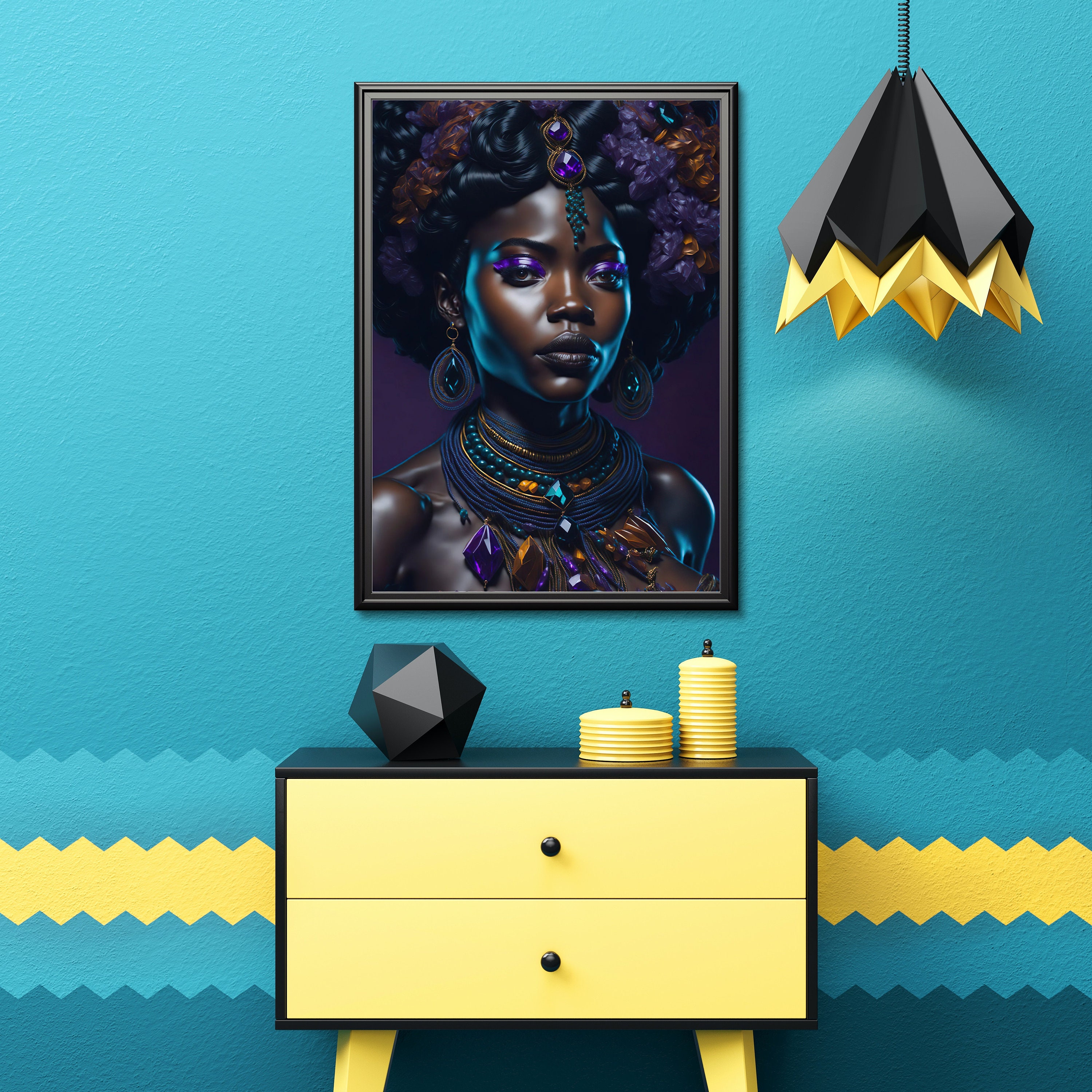Black Woman Essence Digital Art Majestic African Queen Wall Decor Print