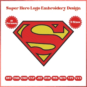 Super Hero S Logo Embroidery Design: Red Yellow Patch (Digital Download