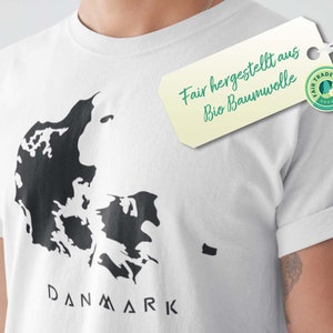 Hygge Danmark Dänemark Shirt Herren Natur Karte Fair Bio Baumwolle Vegan - Suukama #129 - Danmark