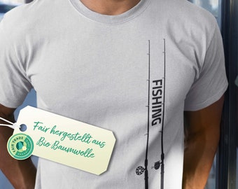 Geschenk für Angler Shirt Angeln Angelruten Spruch Fischen Nature Fair Fashion Organic Sustainable Vegan - Suukama Fish #044 - Two Rods