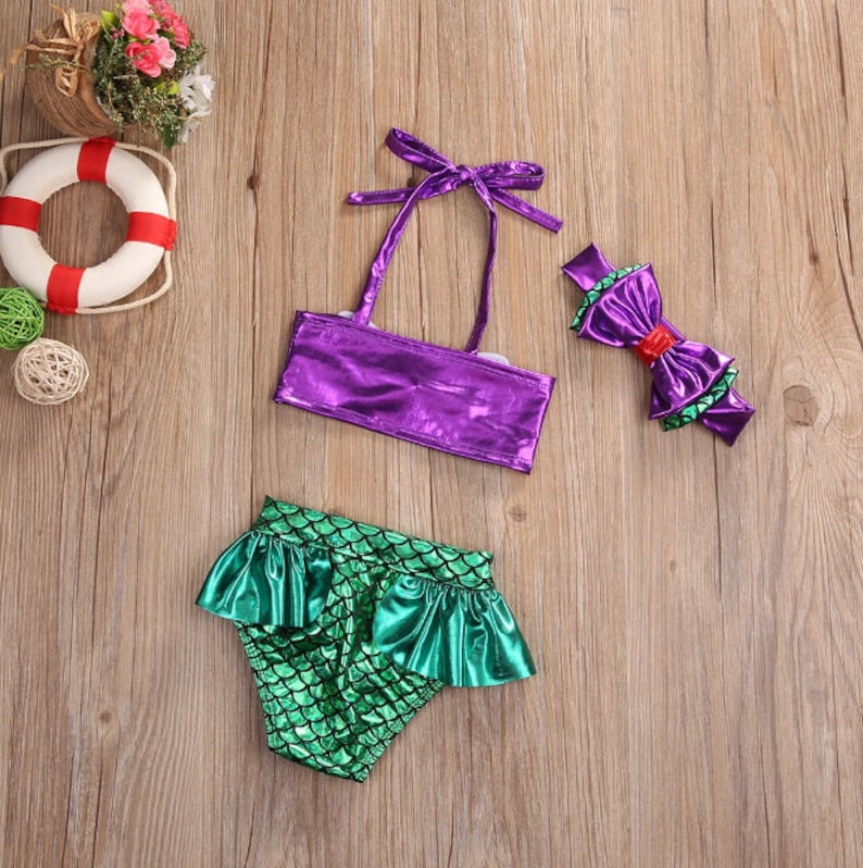 0-8Y Kids Swimwear Girls Bikini Set 2023 Summer Mermaid Baby - Etsy