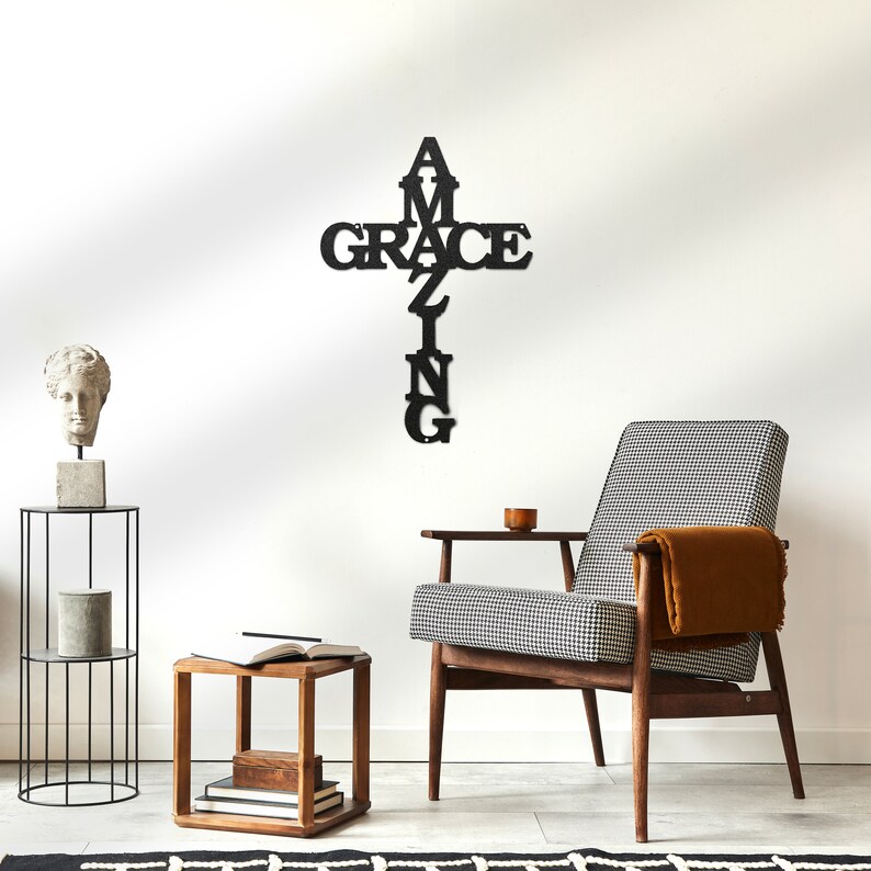 Amazing Grace Metal Cross Sign Religious Metal Wall Cross Etsy