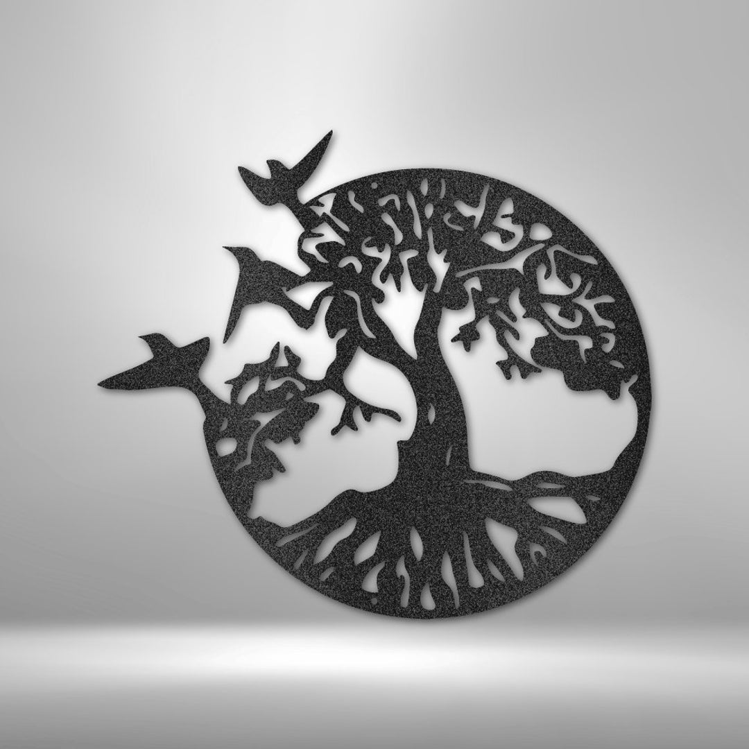 Tree of Life and Birds Metal Wall Art Tree of Life Wall Etsy
