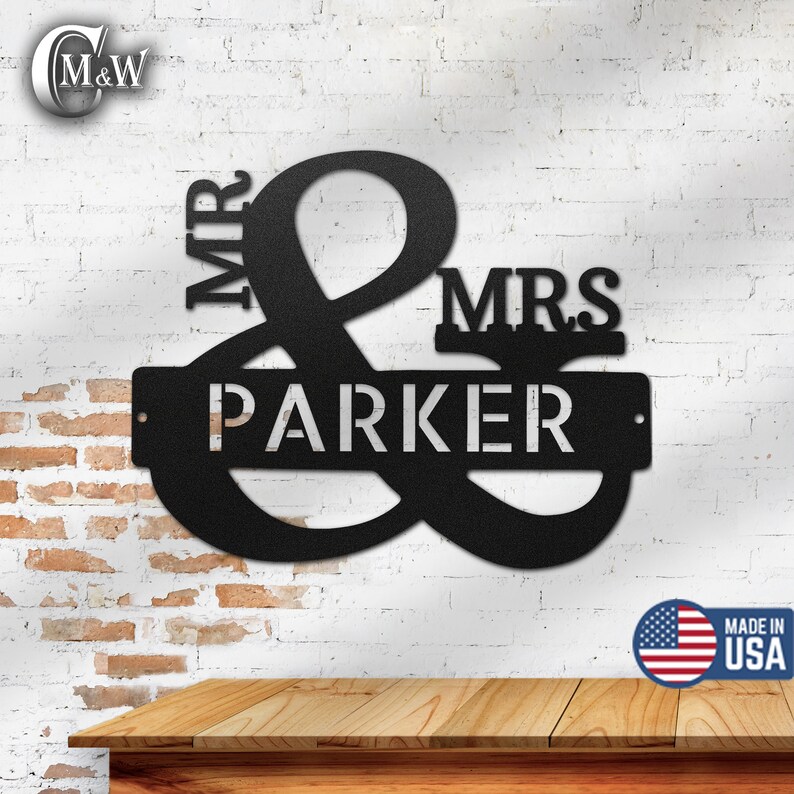 Custom Mr and Mrs Metal Sign Personalized Last Name Metal Etsy